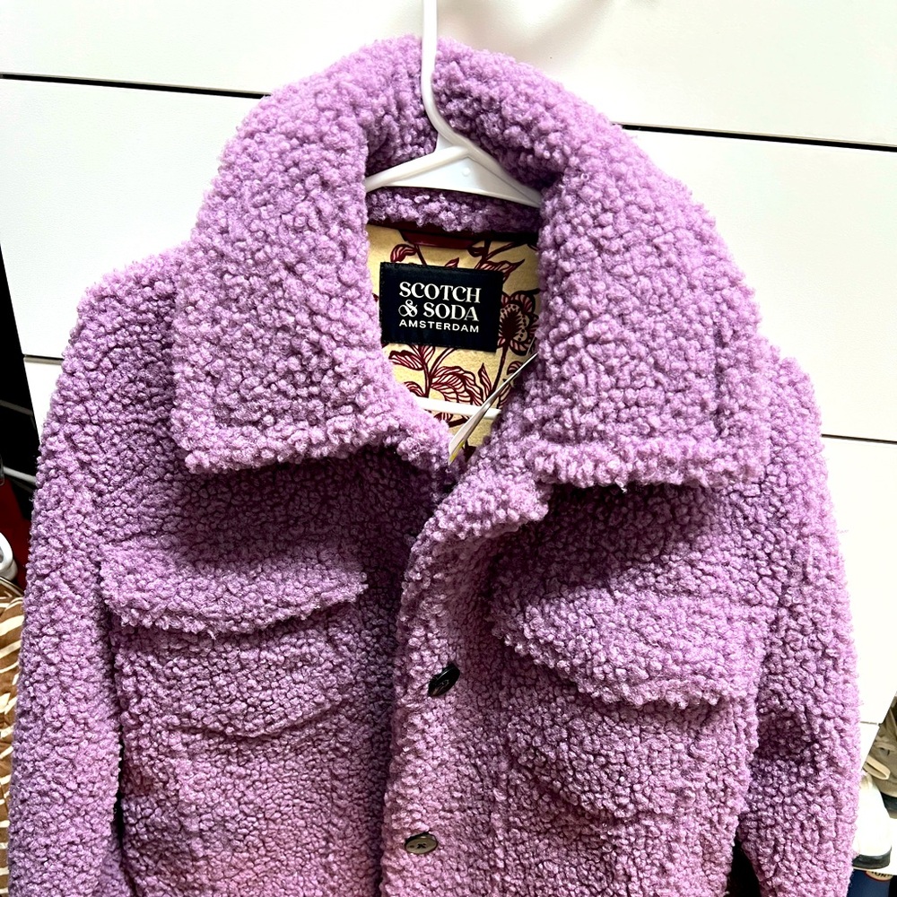 Brand New w Tags Scotch and Soda Girls purple fur jacket!